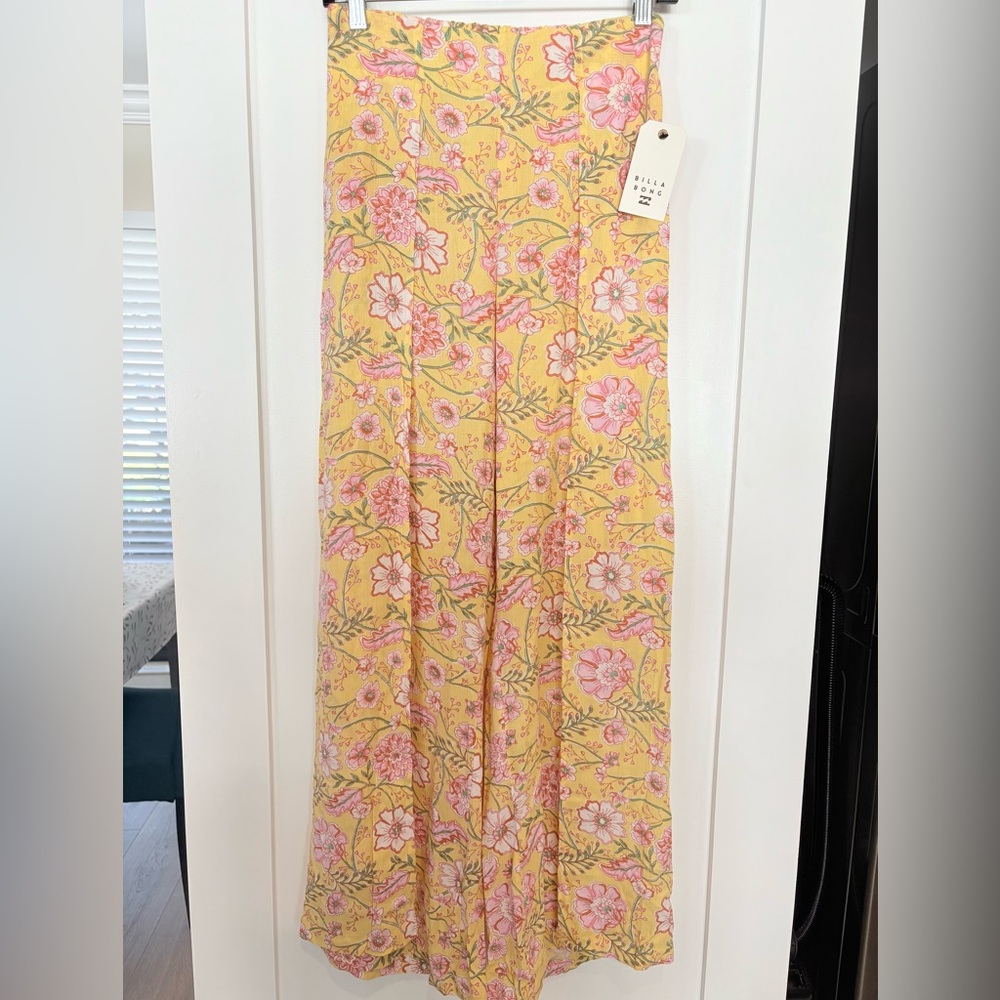 BILLABONG Split Spirit Pant Boho MEDIUM Floral Split Wide Leg High Waisted NWT - Picture 8 of 8